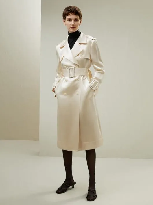 Double Breasted SilkBlend Belted Coat Women Lilysilk Knitwear