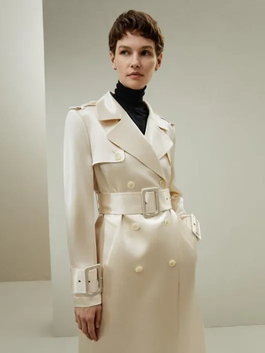 Double Breasted SilkBlend Belted Coat Women Lilysilk Knitwear