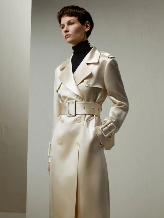 Double Breasted SilkBlend Belted Coat Women Lilysilk Knitwear