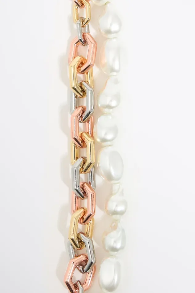 Double Chain And Pearls Bracelet Multigold Women Bimba Y Lola Jewelry Double Chain And Pearls Bracelet Multigold Women Bimba Y Lola Jewelry