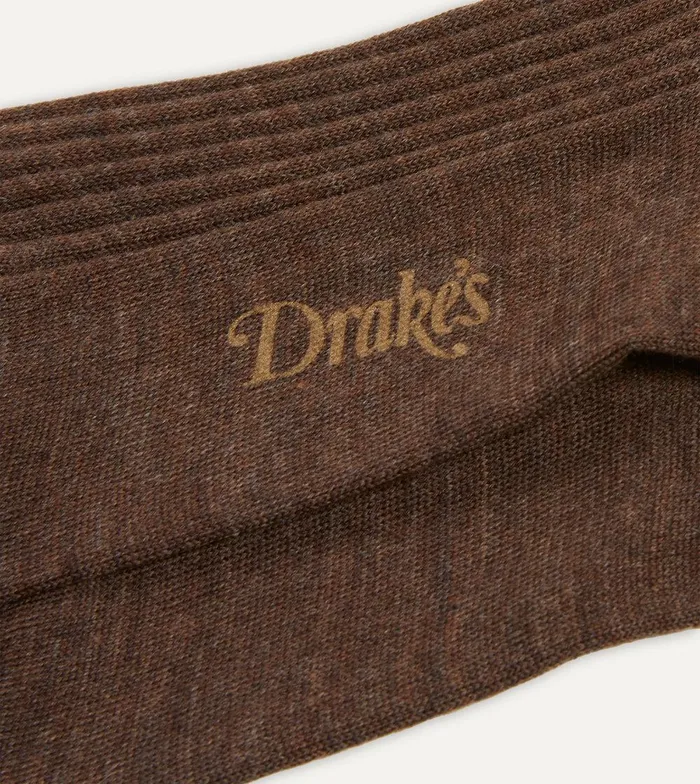 Drake039s Brown Wool OvertheCalf Socks 8211 Accessories