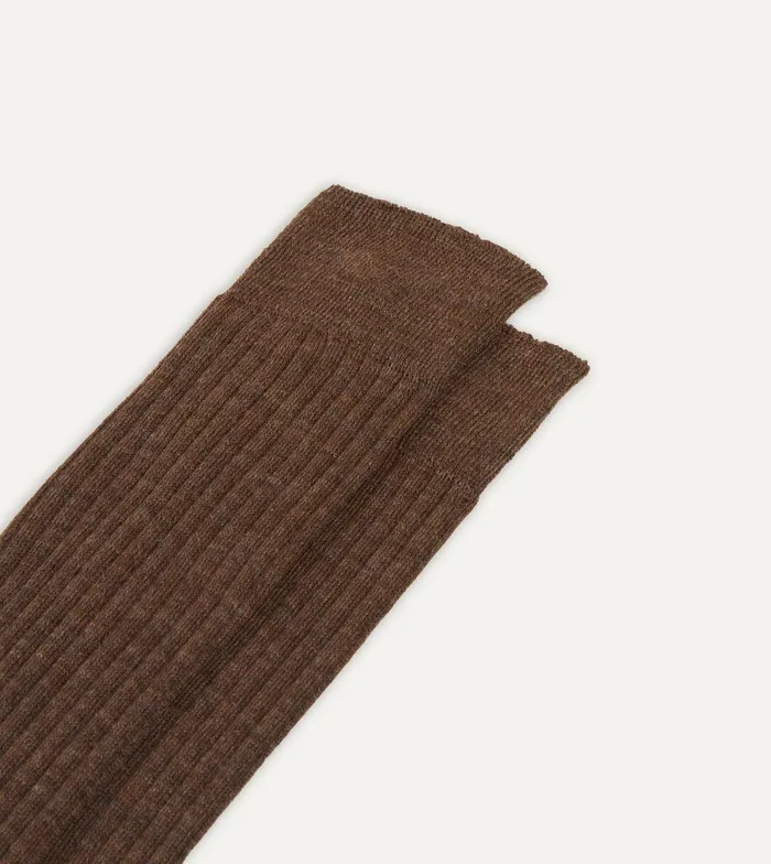 Drake039s Brown Wool OvertheCalf Socks 8211 Accessories
