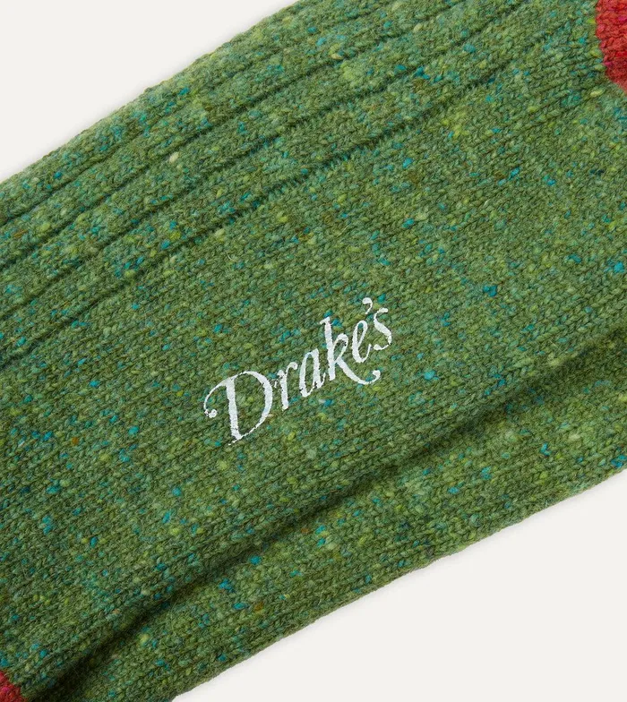 Drake039s Green Striped Donegal Wool Socks 8211 Accessories