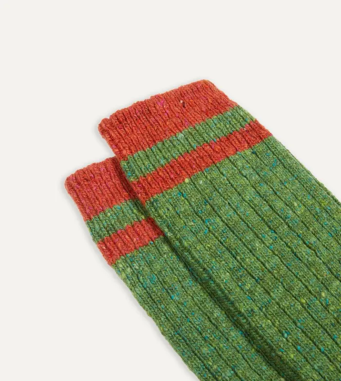 Drake039s Green Striped Donegal Wool Socks 8211 Accessories