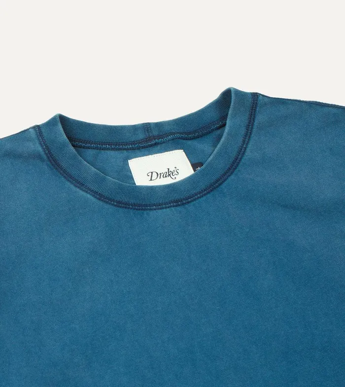Drake039s Indigo Cotton Crew Neck Hiking TShirt 8211 Clothing