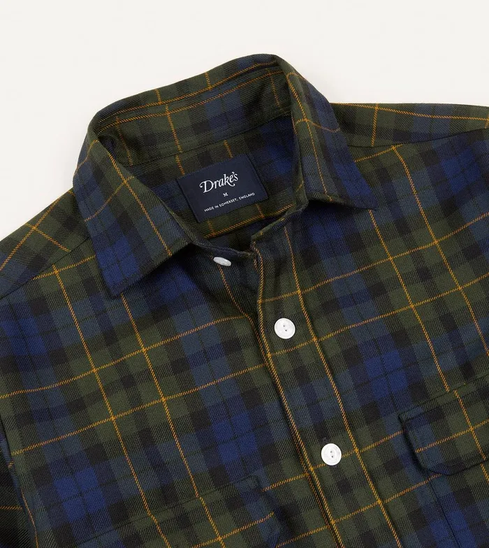 Drake039s Johnston Tartan Check Wool TwoPocket Work Shirt 8211 Shirts