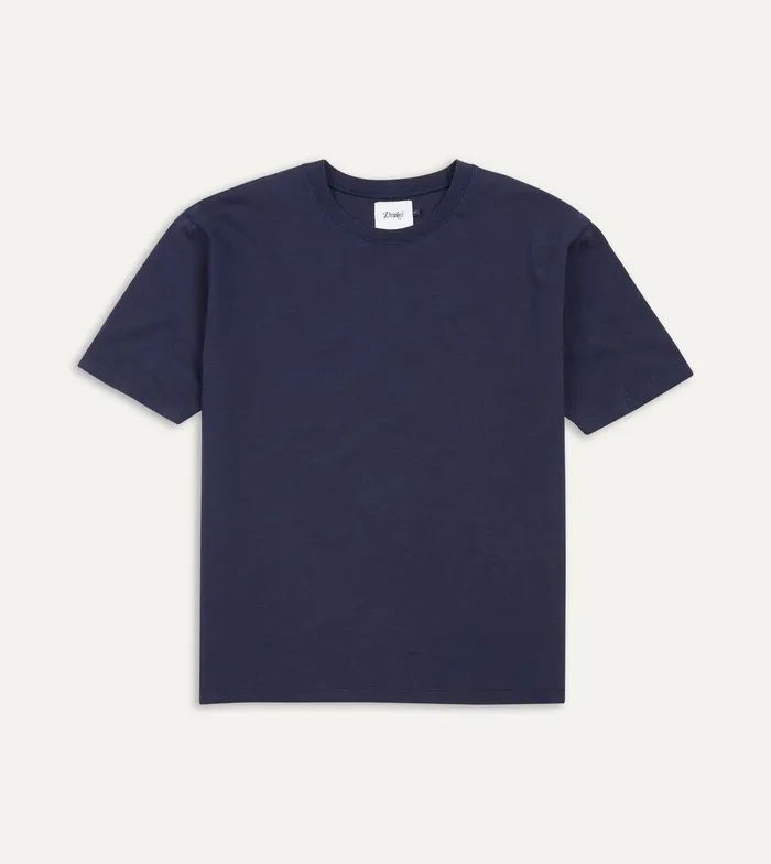Drake039s Navy Cotton Crew Neck Hiking TShirt 8211 Clothing