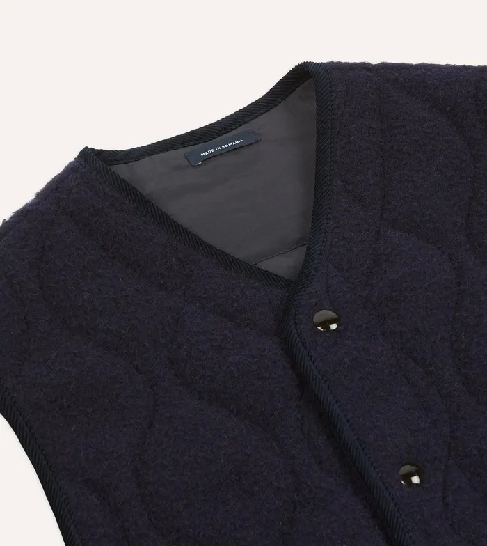 Drake039s Navy Quilted Casentino Snap Vest 8211 Clothing