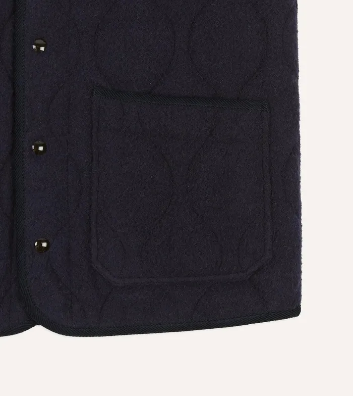 Drake039s Navy Quilted Casentino Snap Vest 8211 Clothing