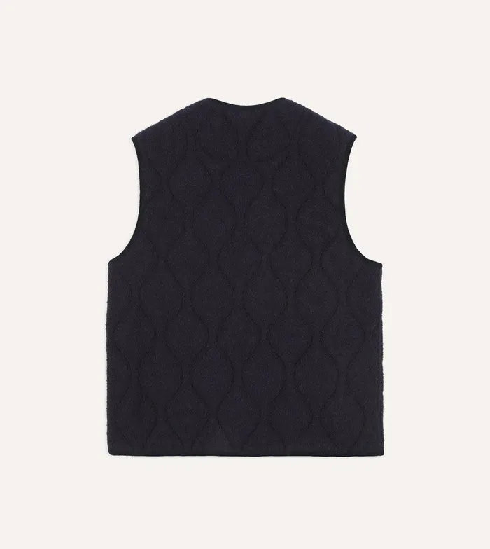 Drake039s Navy Quilted Casentino Snap Vest 8211 Clothing
