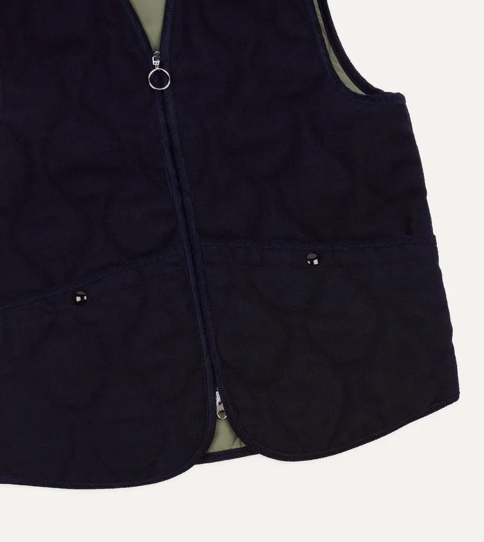 Drake039s Navy Quilted Melton Wool Zip Vest 8211 Clothing