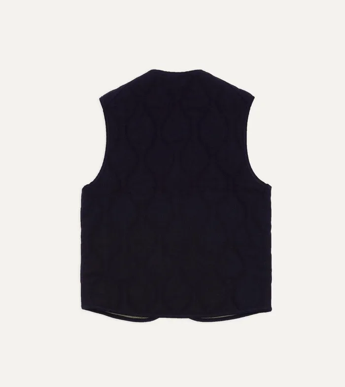Drake039s Navy Quilted Melton Wool Zip Vest 8211 Clothing
