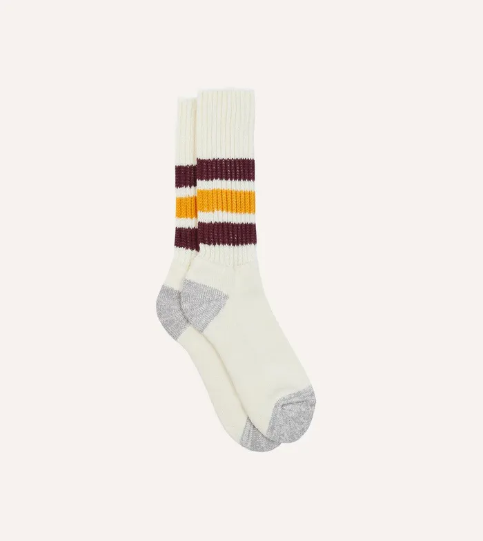 Drake039s RoToTo Burgundy And Yellow Cotton Crew Socks 8211 Accessories
