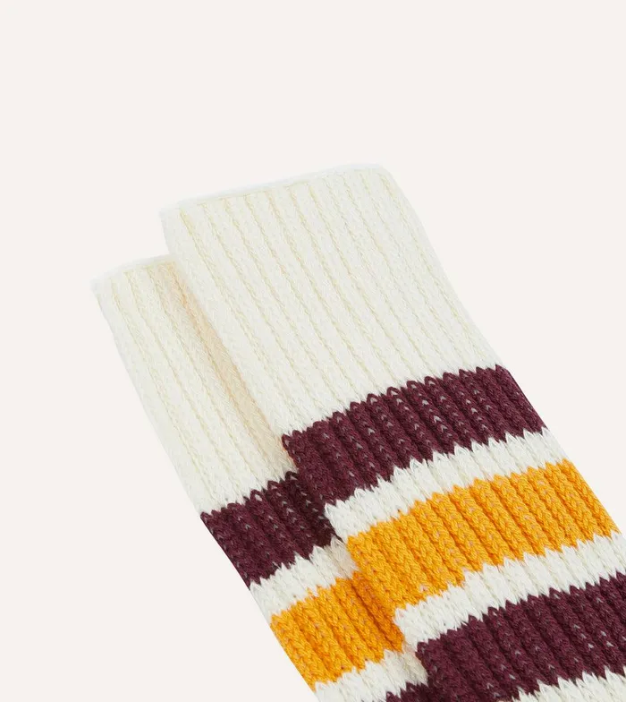 Drake039s RoToTo Burgundy And Yellow Cotton Crew Socks 8211 Accessories