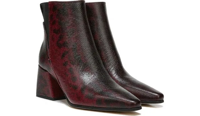 Dress Boots Women Franco Sarto Sarto Brynn Block Heel Bootie Bordeaux Leather