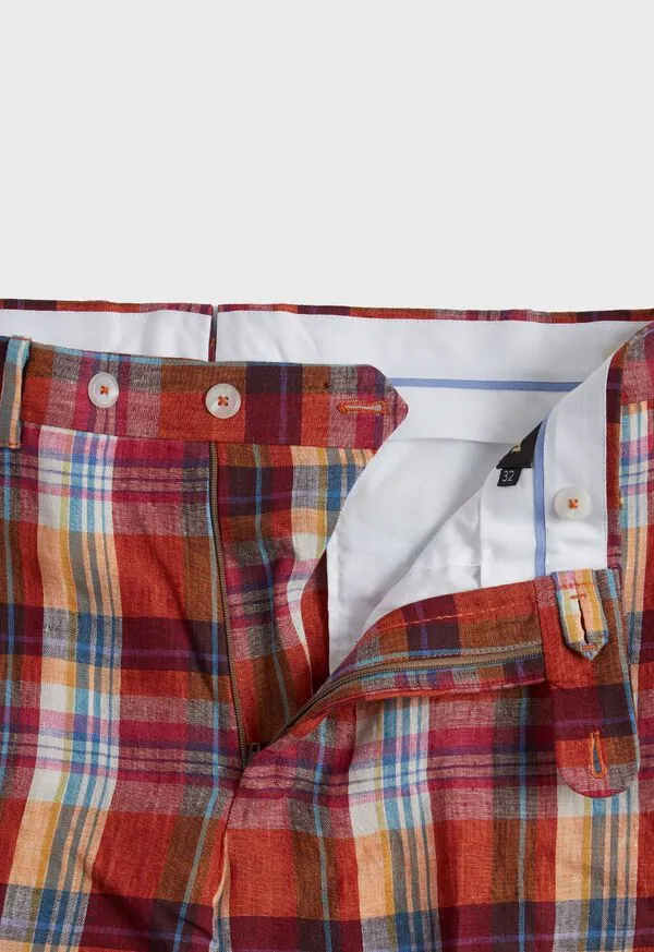 Dress Pants Paulstuart Mens Linen Plaid Plain Front Dress Trouser Crimson Dress Pants Paulstuart Mens Linen Plaid Plain Front Dress Trouser Crimson