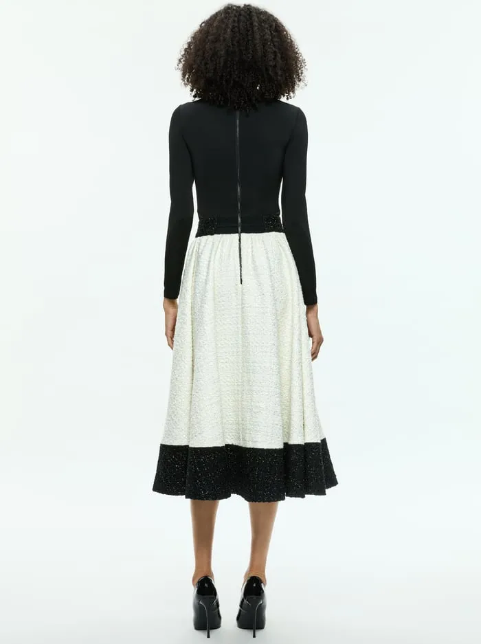 Dresses Women Alice Olivia Chara Midi Dress Off Whiteblack