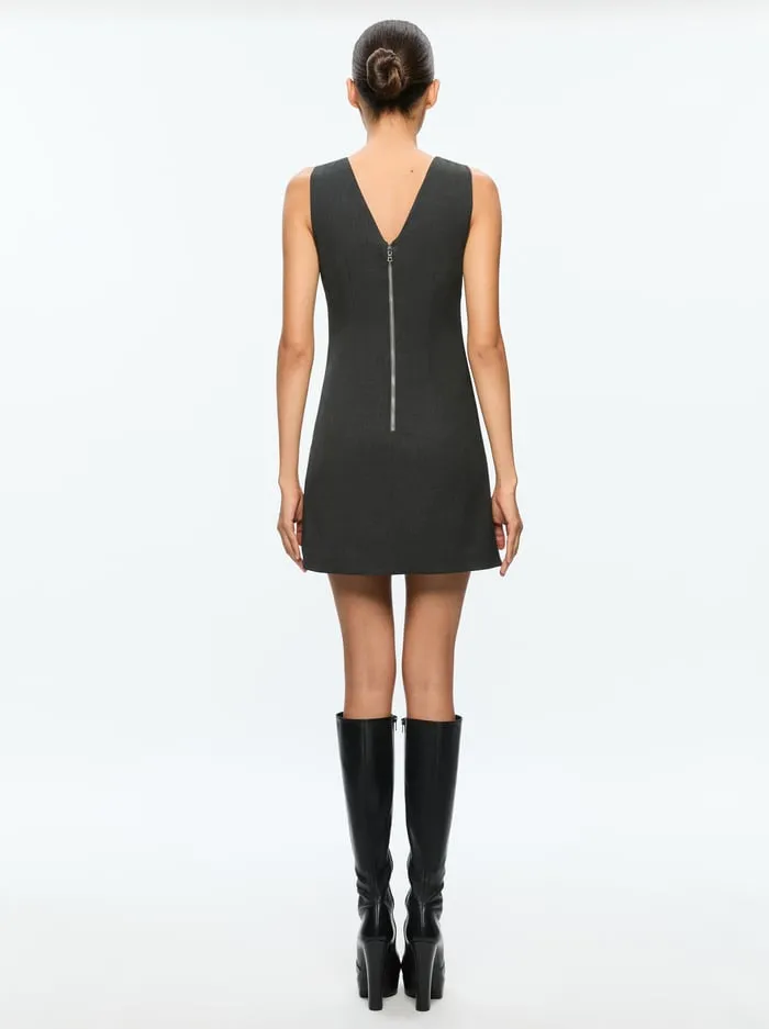 Dresses Women Alice Olivia Coley Mini Dress Shadow Greycharcoal Melange