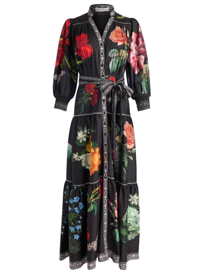 Dresses Women Alice Olivia Cora Maxi Shirt Dress In The Wind Floral