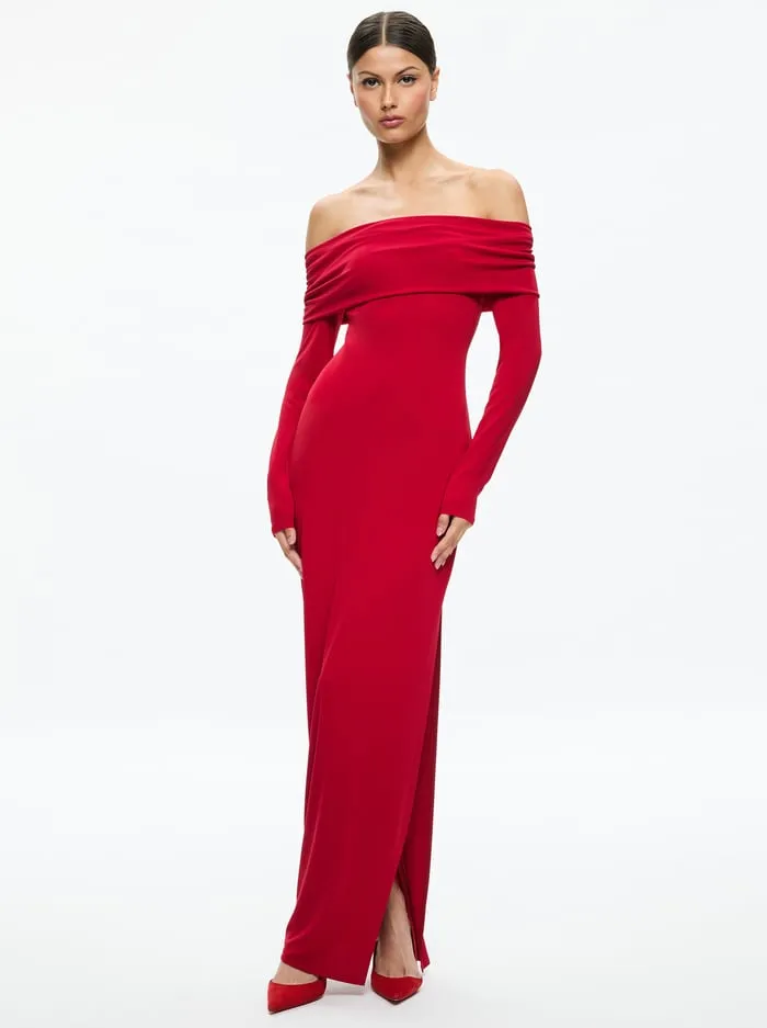Dresses Women Alice Olivia Coretta Maxi Dress Bright Ruby
