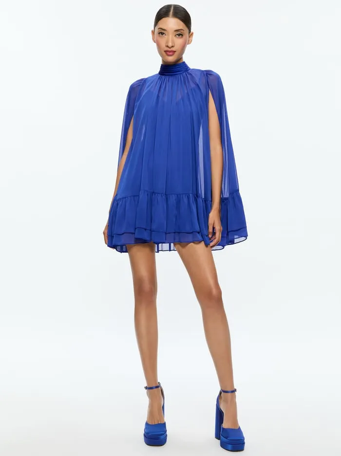 Dresses Women Alice Olivia Zenon Cape Mini Dress Royal