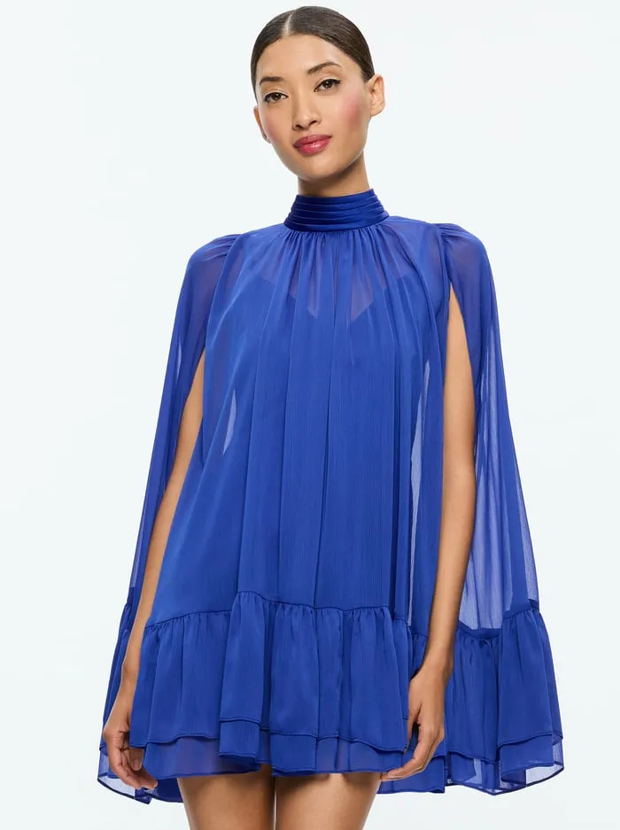 Dresses Women Alice Olivia Zenon Cape Mini Dress Royal