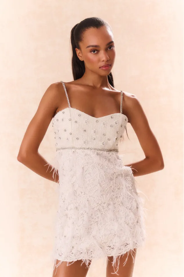 Dresses Women LoveShackFancy Brianne Beaded Mini Dress Cream