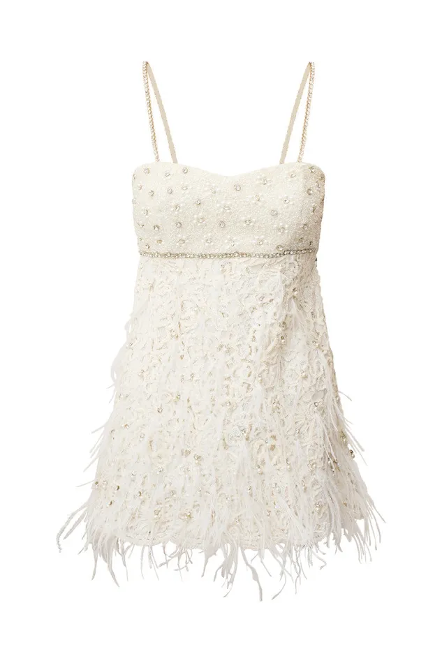 Dresses Women LoveShackFancy Brianne Beaded Mini Dress Cream