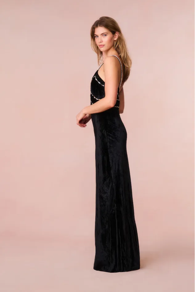 Dresses Women LoveShackFancy Corrino Velvet Embellished Maxi Dress Black