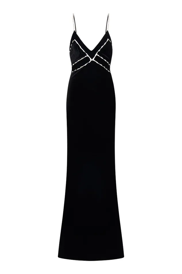 Dresses Women LoveShackFancy Corrino Velvet Embellished Maxi Dress Black