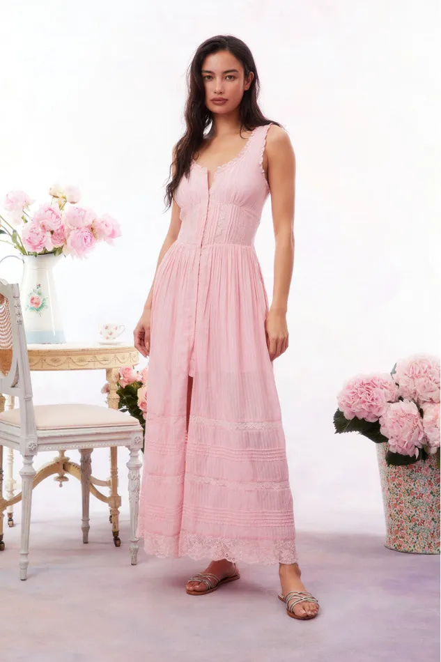 Dresses Women LoveShackFancy Santelle Cotton Maxi Dress Cherry Pink