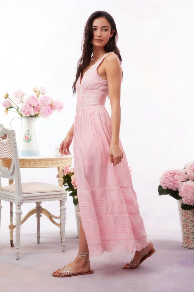 Dresses Women LoveShackFancy Santelle Cotton Maxi Dress Cherry Pink