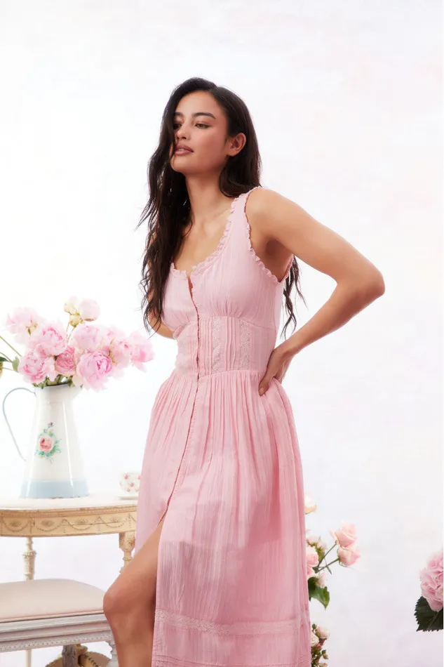 Dresses Women LoveShackFancy Santelle Cotton Maxi Dress Cherry Pink