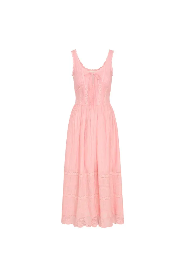 Dresses Women LoveShackFancy Santelle Cotton Maxi Dress Cherry Pink