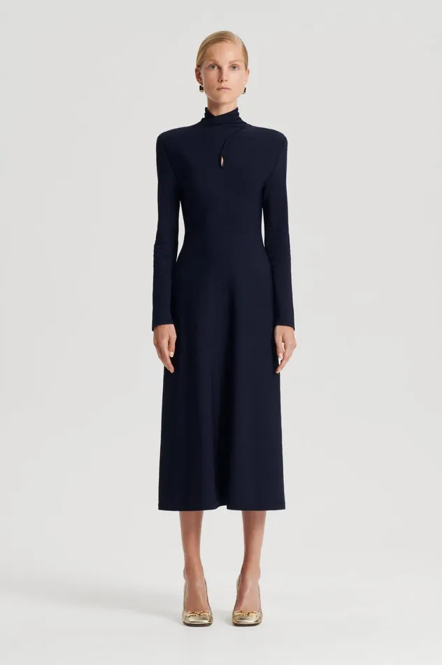 Dresses Women Scanlan Theodore CREPE KNIT TURBAN TWIST DRESS Navy Dresses Women Scanlan Theodore CREPE KNIT TURBAN TWIST DRESS Navy
