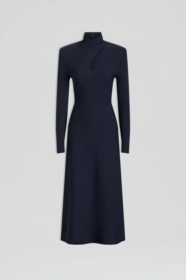 Dresses Women Scanlan Theodore CREPE KNIT TURBAN TWIST DRESS Navy Dresses Women Scanlan Theodore CREPE KNIT TURBAN TWIST DRESS Navy