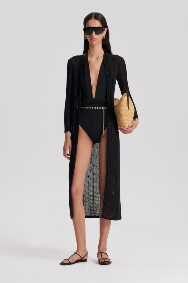 Dresses Women Scanlan Theodore METALLIC KNIT CARDIGAN Black