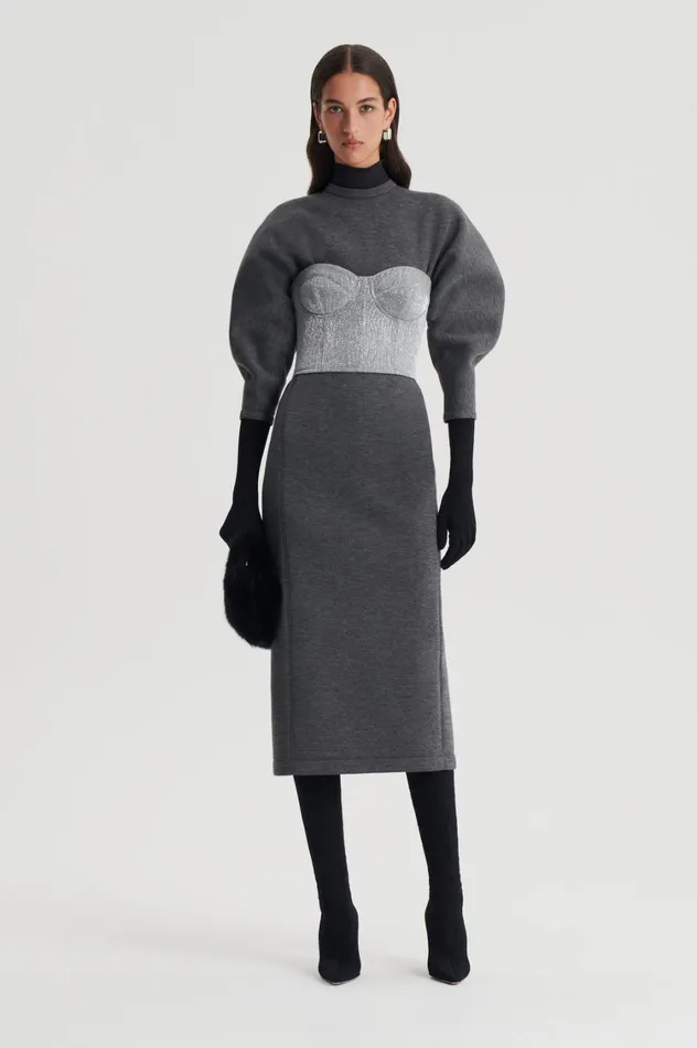 Dresses Women Scanlan Theodore SCUBA COCOON SLEEVE DRESS Grey