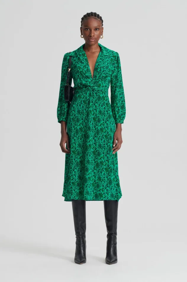 Dresses Women Scanlan Theodore SILK BOTANICAL DRESS Verde