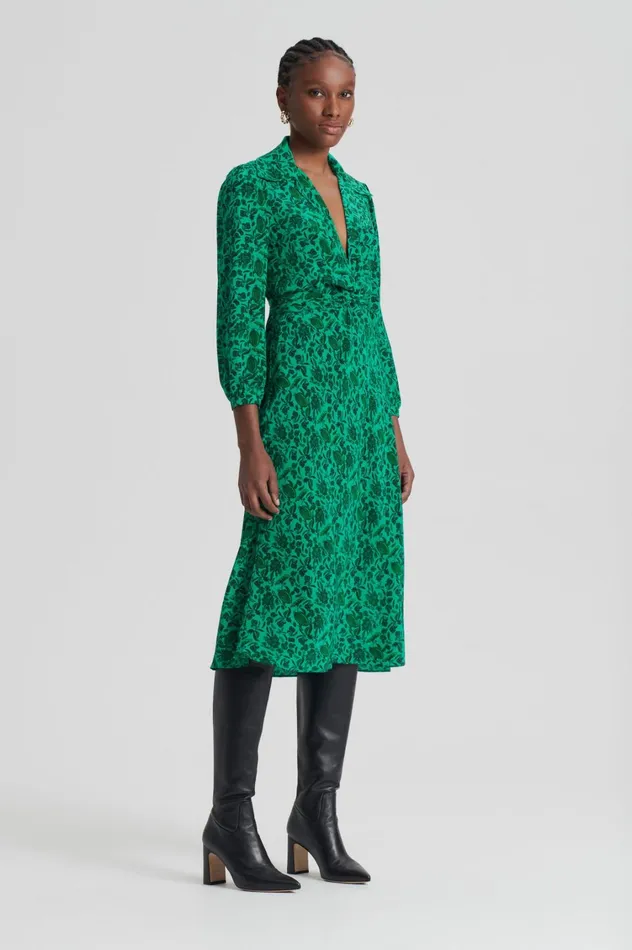 Dresses Women Scanlan Theodore SILK BOTANICAL DRESS Verde Dresses Women Scanlan Theodore SILK BOTANICAL DRESS Verde