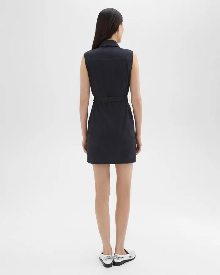 Dresses Women Theory Belted Military Dress In Stretch Linen Concord
