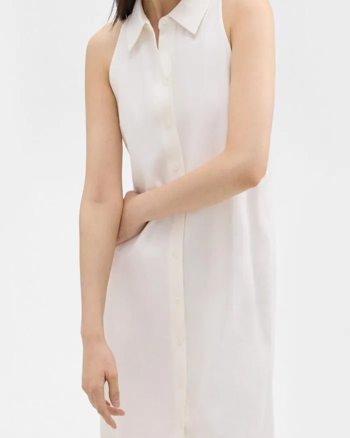 Dresses Women Theory Halter Neck Shirt Dress In LinenViscose Ivory Dresses Women Theory Halter Neck Shirt Dress In LinenViscose Ivory