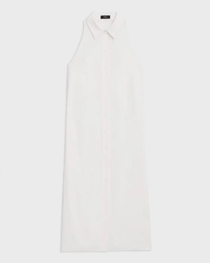 Dresses Women Theory Halter Neck Shirt Dress In LinenViscose Ivory Dresses Women Theory Halter Neck Shirt Dress In LinenViscose Ivory