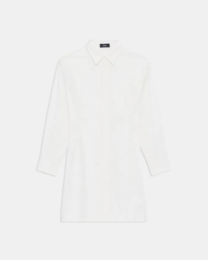 Dresses Women Theory Mini Shirt Dress In Stretch Cotton White