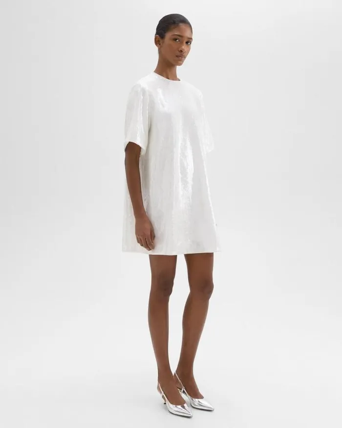 Dresses Women Theory TShirt Dress In Recycled Sequins White Dresses Women Theory TShirt Dress In Recycled Sequins White