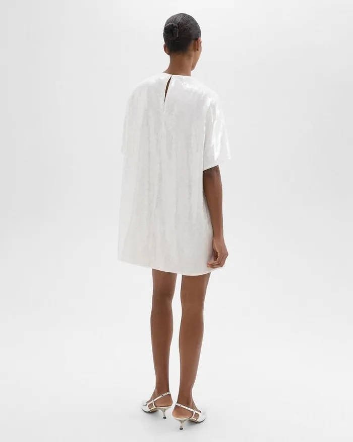 Dresses Women Theory TShirt Dress In Recycled Sequins White Dresses Women Theory TShirt Dress In Recycled Sequins White