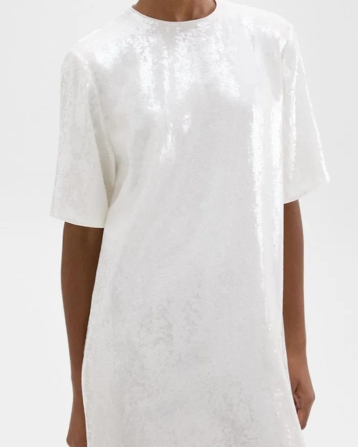 Dresses Women Theory TShirt Dress In Recycled Sequins White Dresses Women Theory TShirt Dress In Recycled Sequins White