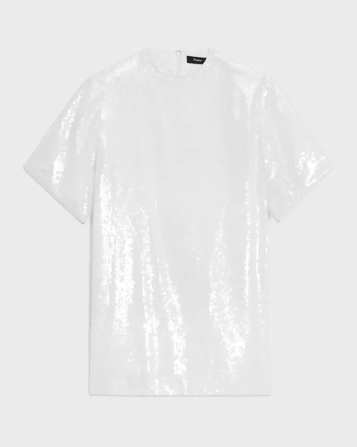 Dresses Women Theory TShirt Dress In Recycled Sequins White Dresses Women Theory TShirt Dress In Recycled Sequins White