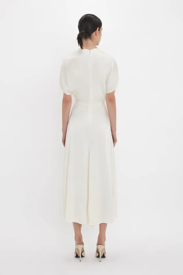 Dresses Women Victoria Beckham Exclusive VNeck Ruffle Midi Dress In Ivory