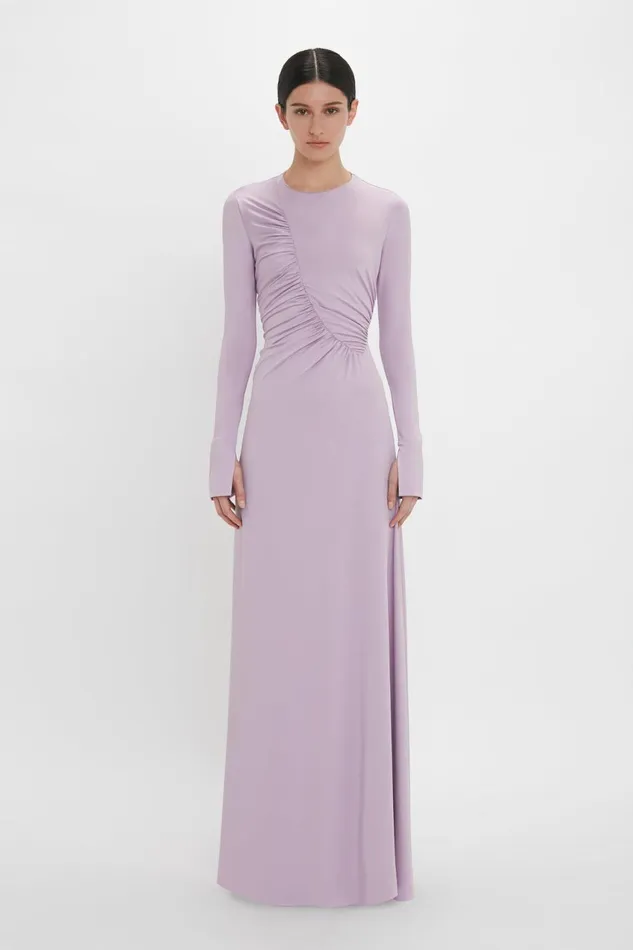 Dresses Women Victoria Beckham Ruched Detail FloorLength Gown In Petunia